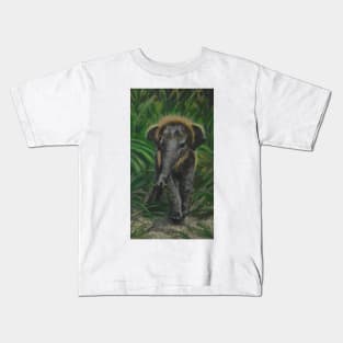 Baby Elephant in the tall grass Kids T-Shirt